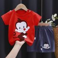 thumbnail image 2 of KPOPLK Toddler Boys Girls Fashion Outfits Set Kids Summer Short Sleeve T Shirts Tops Shorts Outfits Clothes Set(Red,18-24 Months), 2 of 4