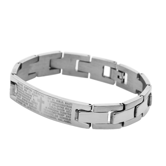 Brazalete de acero de para mujer con cruz de s Escrituras, cadena de brazalete con abalorio de oración Zulema pulsera de los hombres \ 's