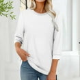 thumbnail image 6 of cocolona Womens Crew Neck T-shirts 3/4 Length Sleeve Womens Tops Dressy Casual Blouse Fashion Solid Color Tunic Tops, 6 of 6
