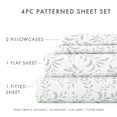 thumbnail image 4 of Noble Linens 4 Piece Pattern Microfiber Bed Sheets Set, Light Gray Ultra Burst of Vines, Twin, 4 of 12