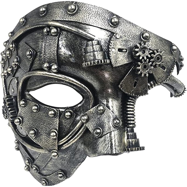 Máscara de Halloween Robot Steampunk - Máscara de maquillaje Venecia para hombre ER