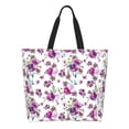 thumbnail image 1 of Disketp Violets Flowers Bolsa Tote Estampada para Mujer, Bolso de Hombro y de Mano para Compras y Viajes, 1 of 8