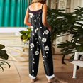 thumbnail image 5 of WTOBBY Women's Floral Printed One-Piece Pants Jumpsuit, Casual Loose Fit with Retro Straps in Cotton and Linen Blend, Perfect for Comfortable Fashion,BlackL, 5 of 6