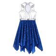 thumbnail image 4 of IEFIEL Girls Praise Lyrical Dance Dress Sleeveless Bronzing Bodice Liturgical Worship Dance Costume Royal Blue 16, 4 of 7