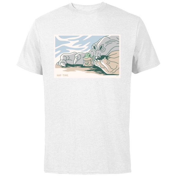 Star Wars Grogu and Rancor Nap Time - Short Sleeve Cotton T-Shirt for Adults - Customized-White