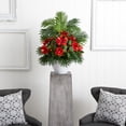 thumbnail image 2 of Nearly Natural 27in. Red Hibiscus and Areca Palm Artificial Plant in White Bowl, 2 of 4