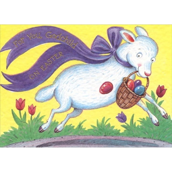 Freedom Greetings Lamb with Basket: Godchild Easter Card