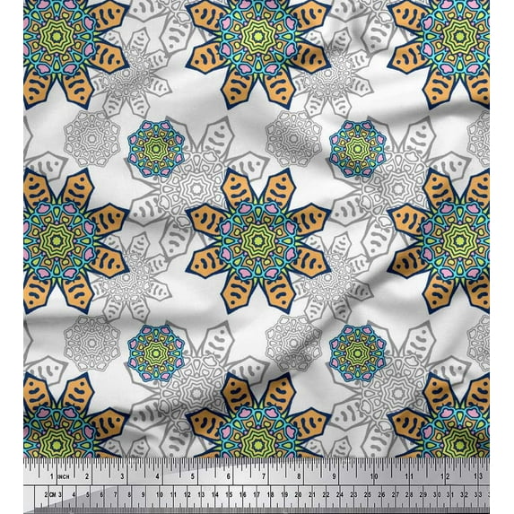 Soimoi Velvet Fabric Aboriginal Mosaic Printed Fabric 1 Yard 58 Inch Wide