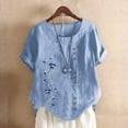 thumbnail image 1 of Babysbule Womens Tops Clearance Fashion Woman Rounk Neck Short Sleeve Blouse T-Shirt Printing Loose Tops, 1 of 6