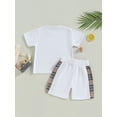 thumbnail image 4 of Bagilaanoe 2pcs Newborn Baby Boy Girl Short Pants Set Short Sleeve Plaid Print T Shirt Tops + Shorts 3M 6M 9M 12M 18M 24M Infant Casual Summer Outfits, 4 of 8