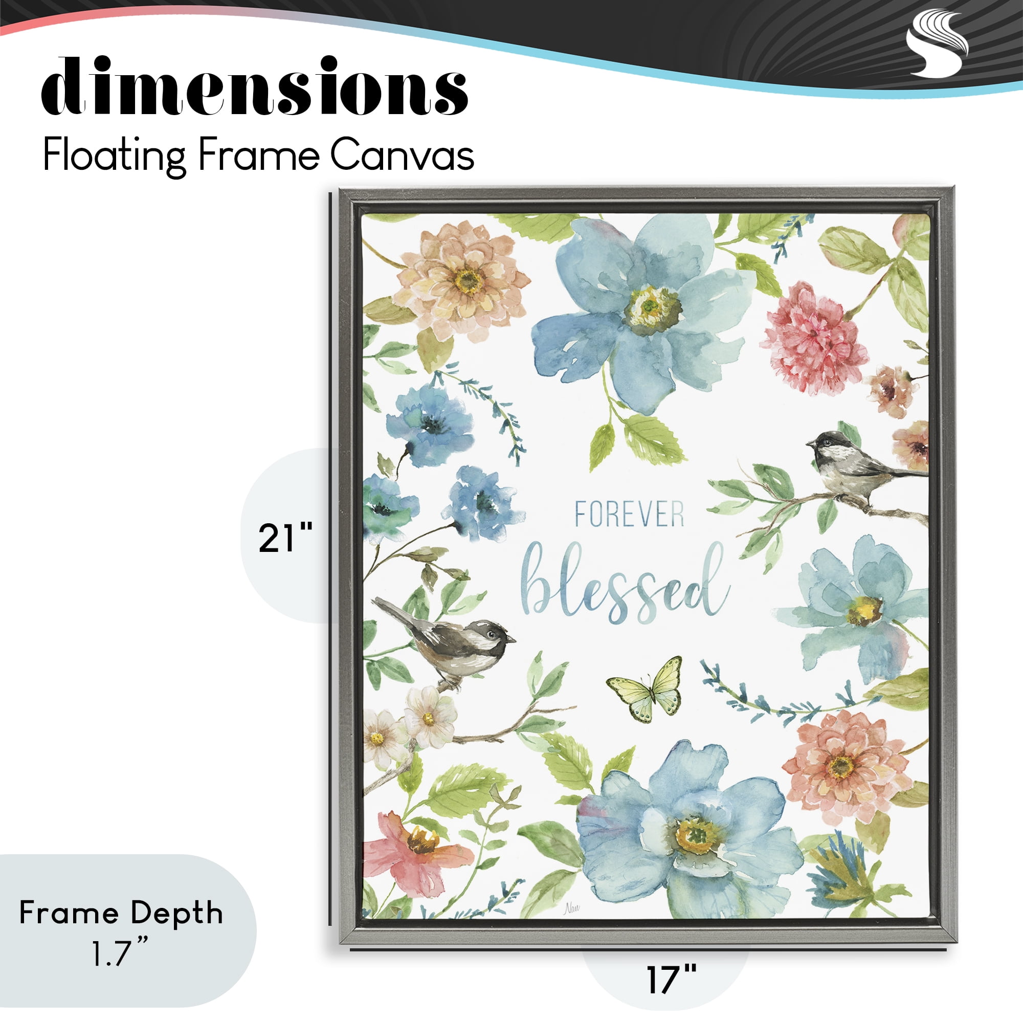 Stupell Industries Forever Blessed Pink & Blue Gray Framed Floater Canvas Wall Art, design by Nan