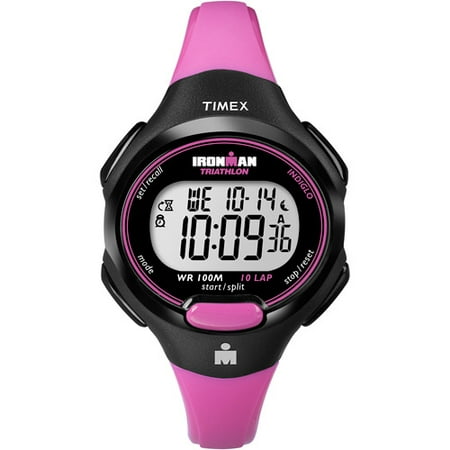 Timex Women's Ironman Essential 10 Mid-Size Watch, Pink Resin Strap
