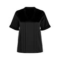 thumbnail image 6 of Women's Summer Short Sleeve V Neck Tops Shirts Blouses Crewneck Puff Sleeve Loose Fit Solid Color Soft Breathable Casual Business Work Office Vacation Outfits Fashion Essential Gift for Women, 6 of 8