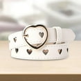 thumbnail image 3 of Women PU Leather Belt with Buckle Waist Strap Adjustable Waistband Heart Belt for Dress Decor Pants , white, 3 of 8