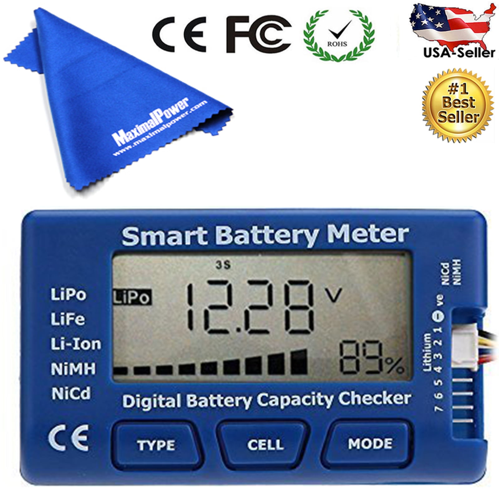 MaximalPower 5in1 Battery Meter, Intelligent Cell Meter Digital