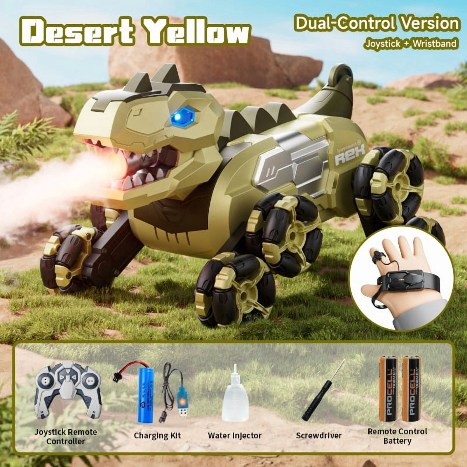 Dinosaur Remote Control Car Eight Wheel Sound Controlled Toy With Realistic Spray Function High Capacity Battery Motion Sensor Control For Indoor And Outdoor Upgrade Gesture Control Stunt Car Fast