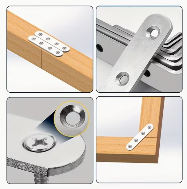 Heavy-Duty Stainless Steel Right Angle Support Bracket - Flat Repair Plate for Secure Fixing
