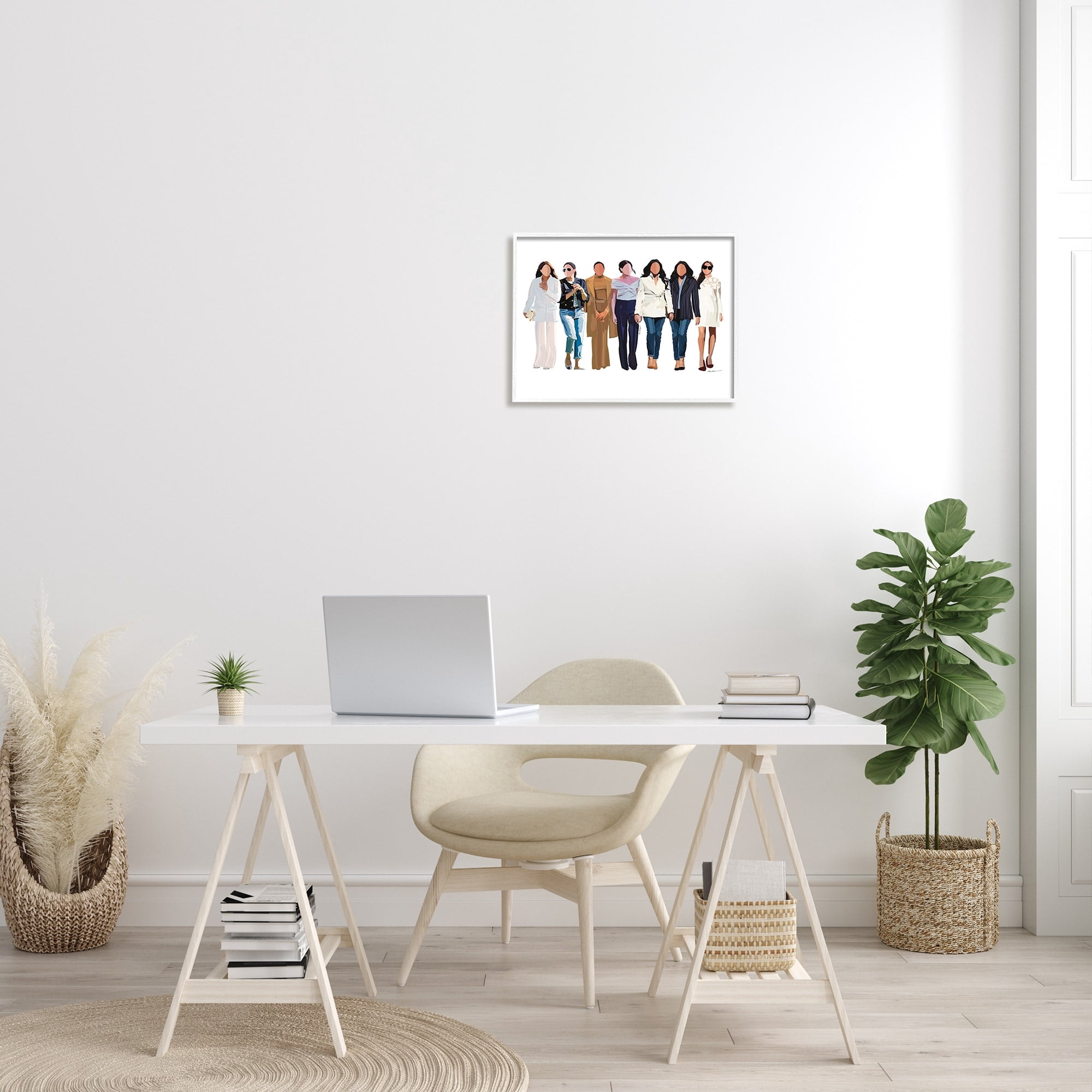 Stupell Industries Trendy Glam Women Walking Varied Fashion Outfits Graphic Art White Framed Art Print Wall Art, Design by Amelia Noyes