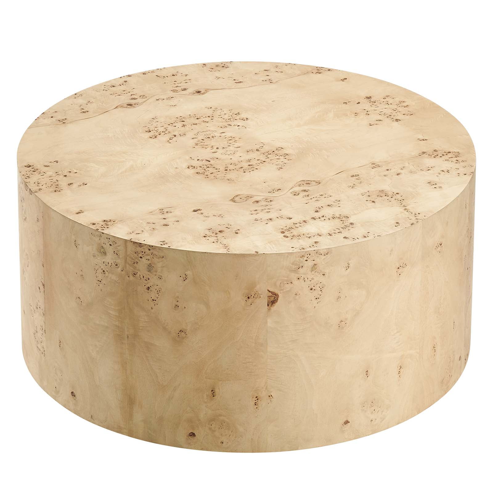 Modway Cosmos 35" Round Modern Burl Wood Coffee Table in Natural