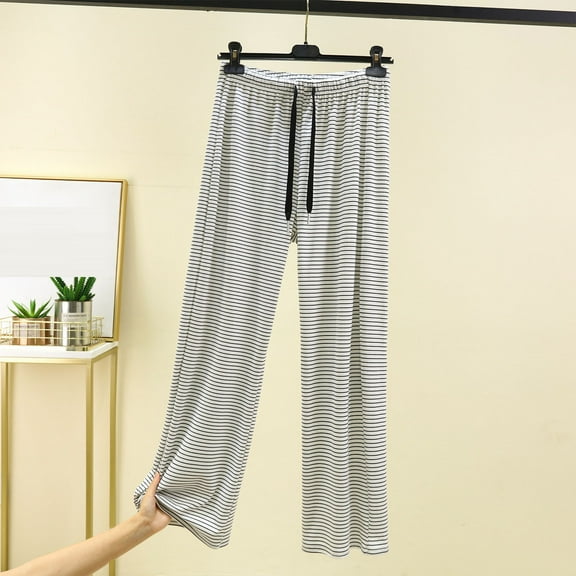 Vetsdori Lightweight Pajamas Pants for Women Striped Pj Bottoms PJS Sleepwear Drawstring Wide Leg Womens Lounge Pants Holiday
