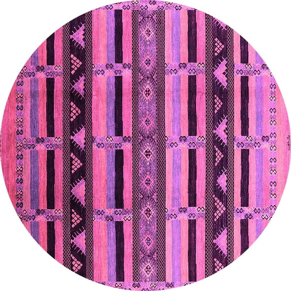 Ahgly Company Indoor Round Solid Pink Modern Area Rugs, 3' Round