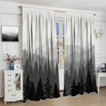 thumbnail image 4 of Forest Blackout Curtains Mountains Trees in The Fog Forest Nature Landscape Black Gray Art Printed for Living Room Bedroom Decor Rod Pocket Window Drapes 2 Panels 42x63in, 4 of 6