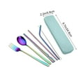 thumbnail image 3 of Korean Stainless Steel Cutlery Set, Knife, Fork, Spoon, Chopsticks, Straw, Brush, Storage Bag, Eco-Friendly Portable 7-Piece Dining Set, 3 of 6