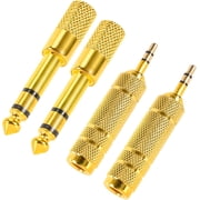 4 Pack Headphone Jack Adapter - 3.5mm (1/8 inch) Male to 6.35mm (1/4 inch) Female and 6.35mm (1/4) to 3.5mm (1/8) Audio Adapter for Player, Headphone,Guitar Amplifier