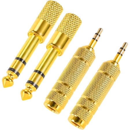 4 Pack Headphone Jack Adapter - 3.5mm (1/8 inch) Male to 6.35mm (1/4 inch) Female and 6.35mm (1/4) to 3.5mm (1/8) Audio Adapter for Player, Headphone,Guitar Amplifier