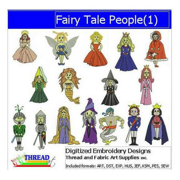 Fairy Tale People(1) Embroidery Designs - All Popular Formats Included - Loaded on USB Stick