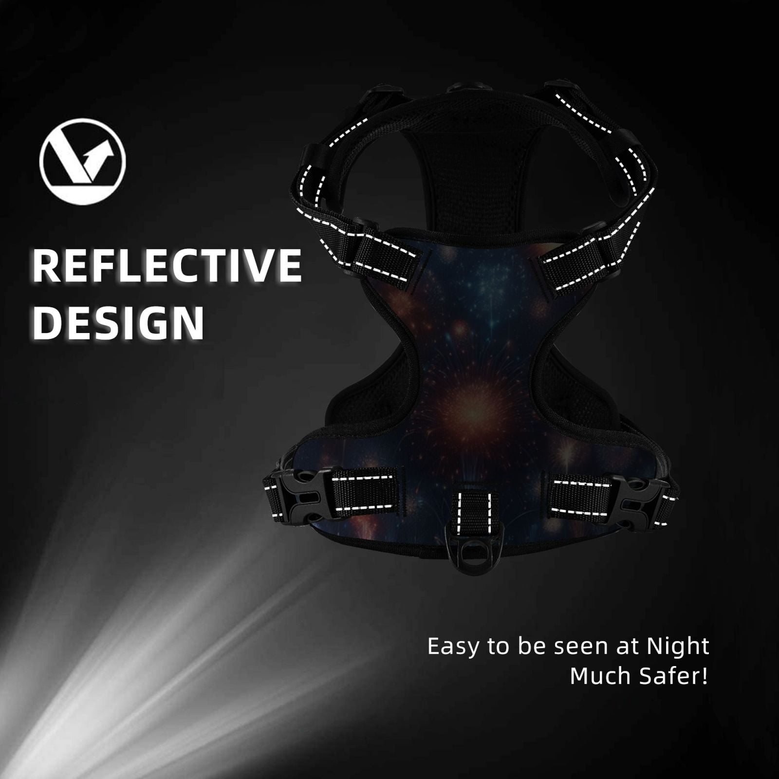 Vsdgher Fireworks1 Dog Harness, No-Pull Pet Harness, Dog Vest, Pet Vest for Small to Large Dogs-Large