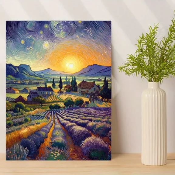 DIY Diamond Painting Kits for Adults Starry Night and Lavender Fields By Van Gogh 5D Diamond Art Kits, Full Drill Diamond Painting Kits, Gem Arts and Crafts for Beginner Home Wall Decor