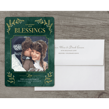 Counting Our Blessings - Deluxe 5x7 Personalized Holiday Holiday Card
