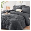 thumbnail image 2 of TiaGOC Comforter Set Seersucker 5 Pieces, All Season Luxury Bed in a Bag for Bedroom, Bedding Set with Comforters, Sheets, Pillowcase & Sham, Dark Grey, 2 of 9