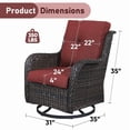 thumbnail image 7 of Unnifurnzi Outdoor Swivel Rocker Patio Chairs-Wicker Patio Swivel Chairs Set of 2 PE Rattan Patio Furniture for Porch Deck Balcony Garden-Brown/Red, 7 of 7