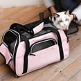 thumbnail image 3 of Pet Carrier Backpack, Holds up to 11 lbs, Travel Bag & Soft-Sided Crate for Small Dogs & Cats, Expandable with 5-Side Ventilation, Removable Pad & Luggage Strap, Pink，17×9×11 Inches, 3 of 8
