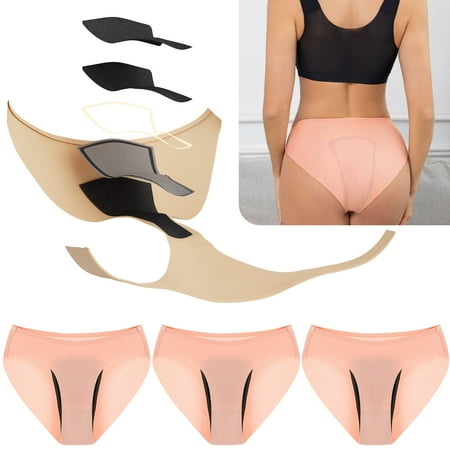 

BEBUTTON Underwear Women Plus Size For Women Absorbent Waterproof Liquid Traceless Low Waist Triangular Physiological Panties 3PC Sticky Bra