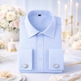thumbnail image 3 of TANSILING Men's French Cuff Shirt Formal Pleated Long Sleeve Dress Shirt with Cufflinks, 3 of 6