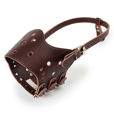 Soft Leather Golden Retriever Anti-Biting Secure Chewing Anti Bark Dog Muzzle Pet Mouth Cover Mouth Mask Dog Prevention Supplies BROWN XL