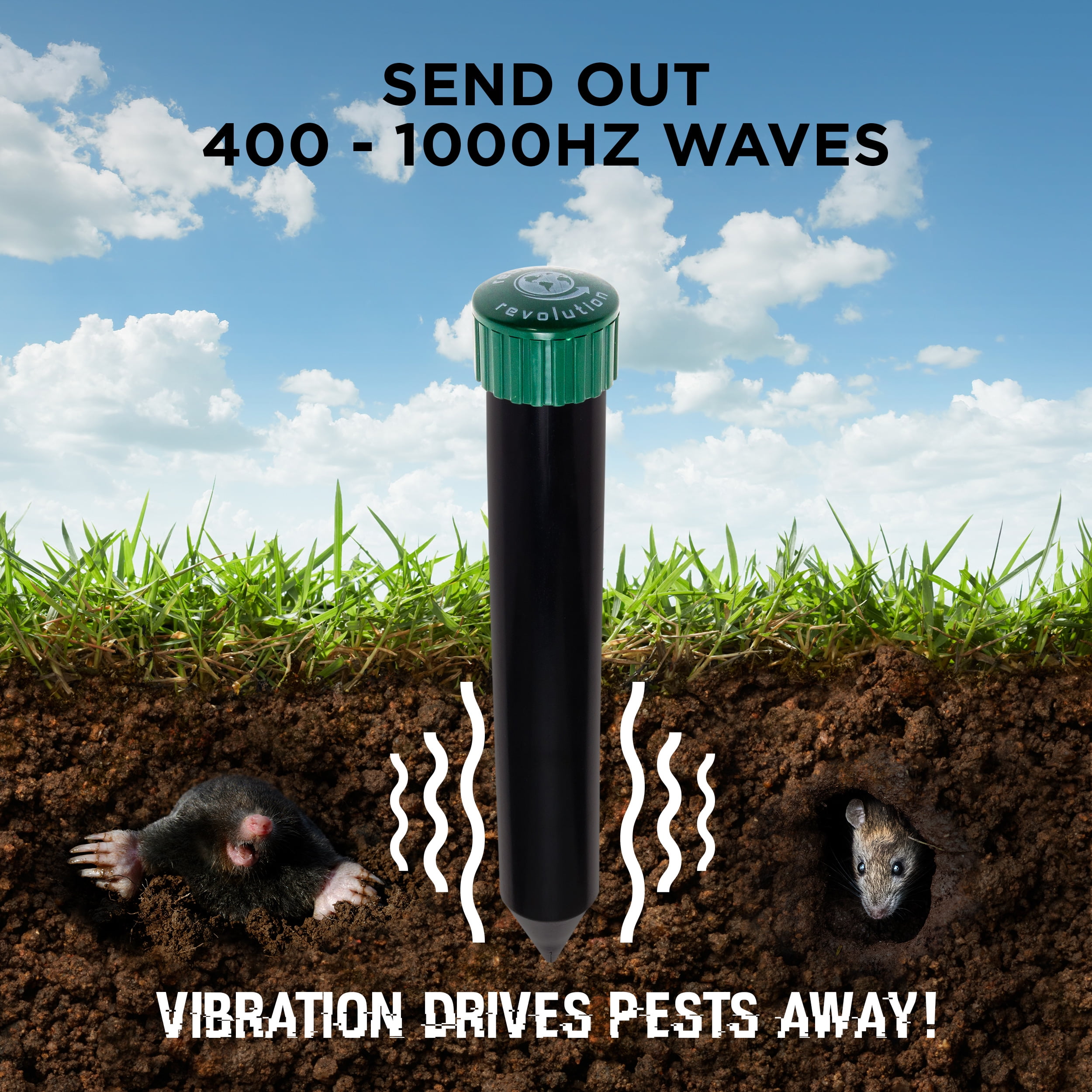 Buy 4 Pack Sonic Mole Chaser Battery Operated Pest Repeller Stake