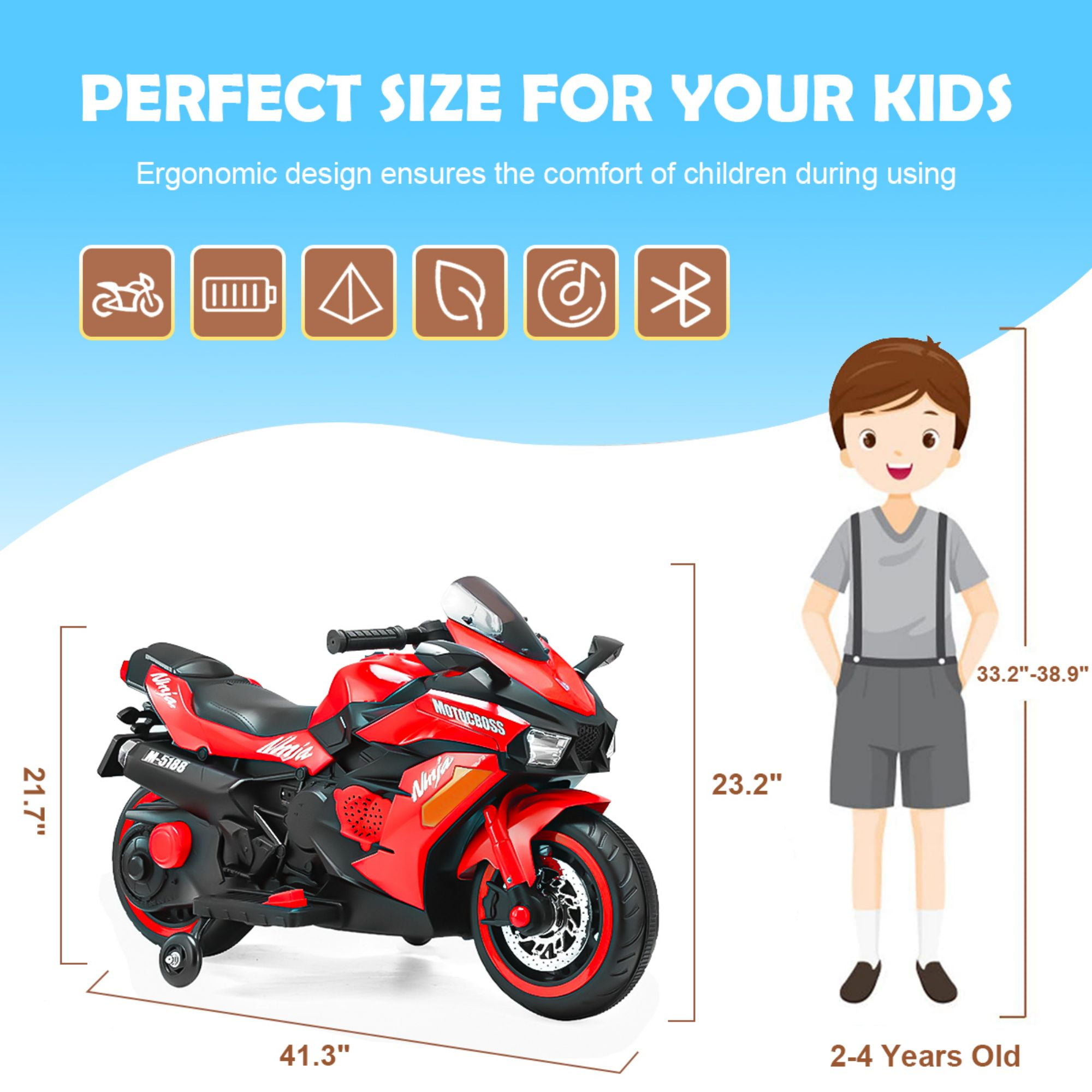 CIPACHO 12V Battery Motorcycle, Rechargeable Kids Ride On Car with Training Wheels Electric Cars Motorcycles, RED CIPACHO 12V Battery Motorcycle, Rechargeable Kids Ride On Car with Training Wheels Electric Cars Motorcycles, RED