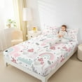 thumbnail image 4 of Castle Fairy Cartoon Rabbit 3pcs Twin Sheet Sets,Rainbow Mushroom Twin Fitted Sheet,Kawaii Animal Breathable Flat Sheet,Luxury Floral Bedroom Decor, 4 of 7