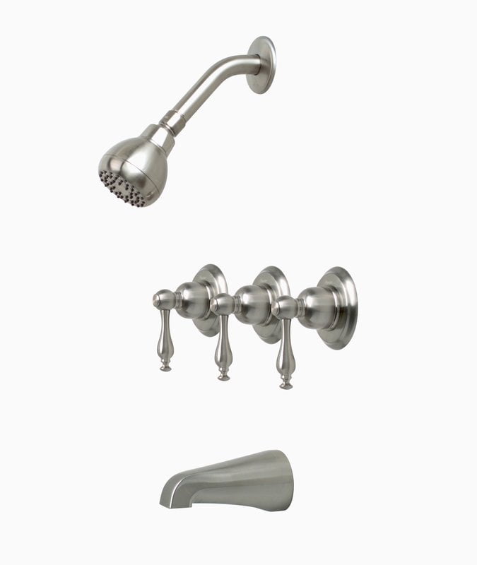 Wellington 3Handle Ceramic Disc Tub And Shower Faucet Set Chrome