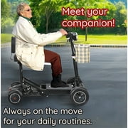 Dragon Mobile 4 Wheel Electric Folding Powered Wheelchair w/ Front Basket, Collapsible Mobility Scooter for Adult, Senior & Elderly - Black