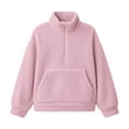 thumbnail image 6 of Ruyang Girls Fuzzy Fleece Hoodie Half Zip Sherpa Pullover Sweatshirt Mock Neck Hooded Furry Sweaters Thumbhole Pocket, 6 of 7