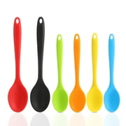 HEQUSIGNS 6 Pcs Silicone Mixing Spoons Set, Nonstick Kitchen Cooking Spoons, Silicone Serving Stirring Spoon for Kitchen Cooking Baking Utensils