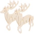 thumbnail image 3 of Wooden Animal Jigsaw Puzzles 2pcs Set DIY Educational Playthings for Enhancing Creativity and Fine Motor Skills Deer Design, 3 of 5