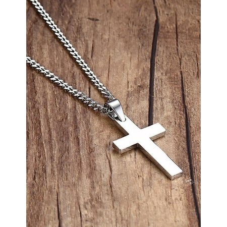 Stainless Steel Cross Pendant Chain Necklace for Men Women Jewelry Gift