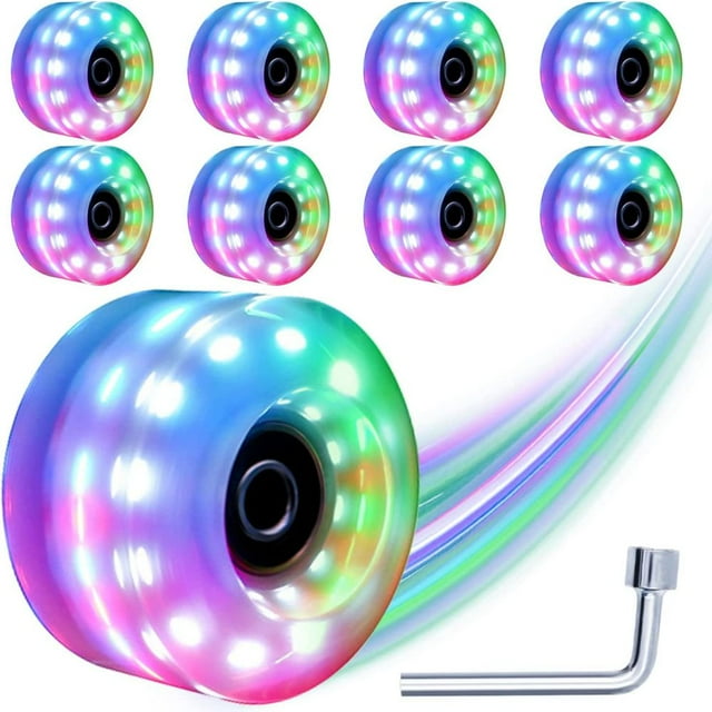Roues de Patin à Roulettes 4/8 Pcs avec Roulements Installés Roues Lumineuses Lumineuses pour Patinage à Double Rangée et Planche à Roulettes 82A 32mmx58mm