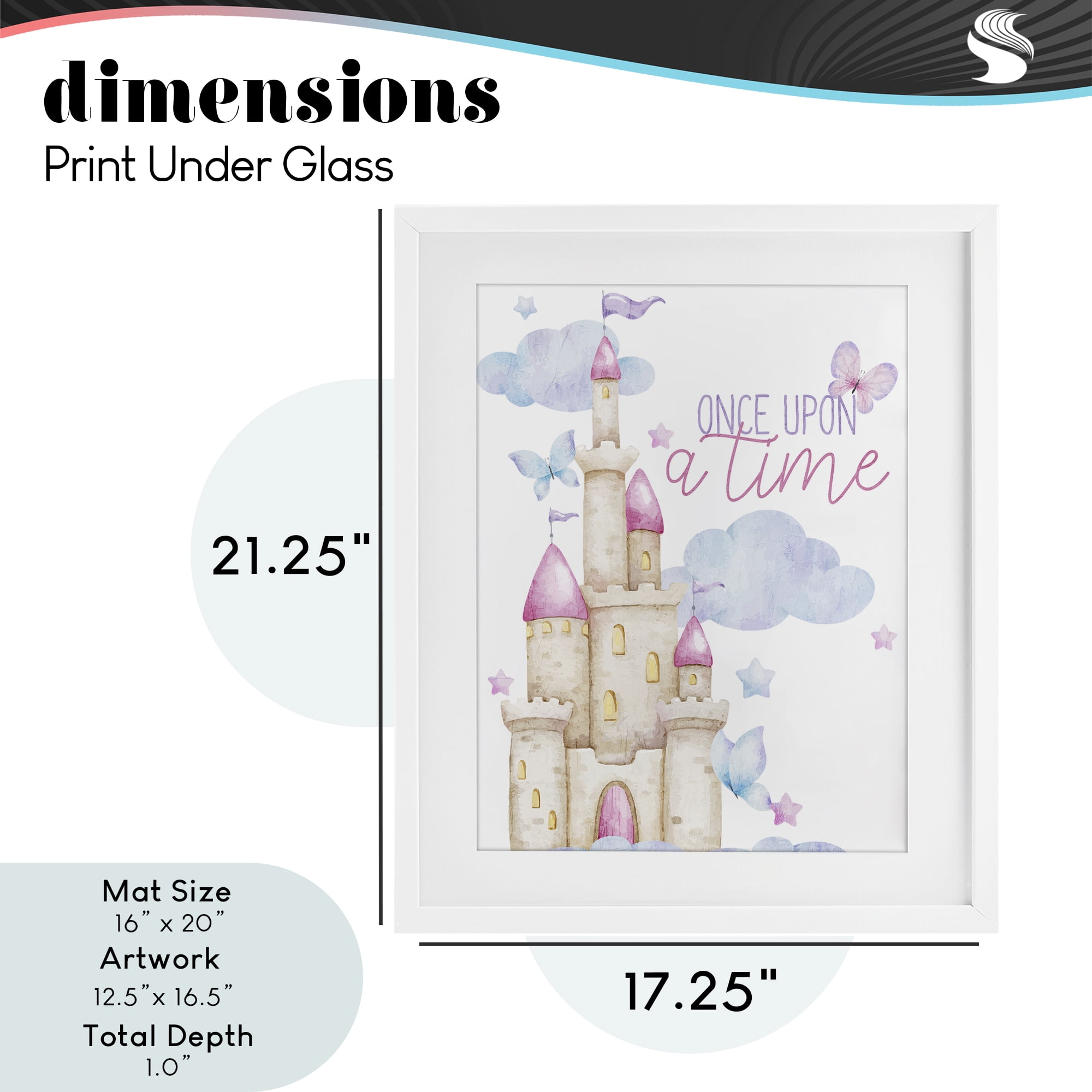 Once Upon A Time Castle White Framed Print Under Glass, design by Kim Allen